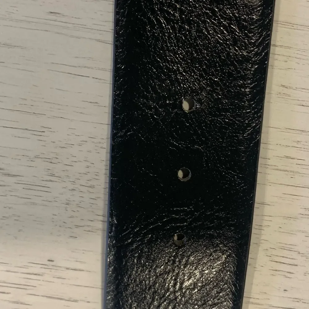 Vince Camuto Black Leather Belt with Silver Buckle NWOT